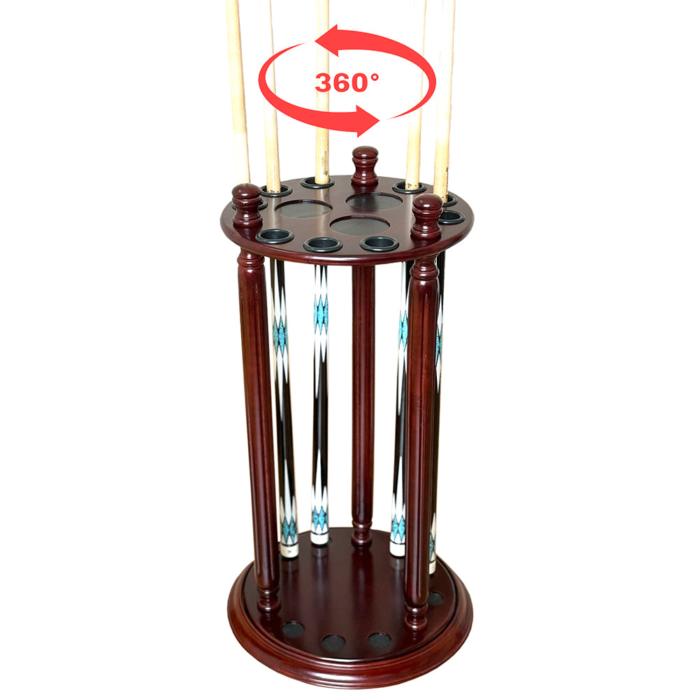 Rotating Billiard Cue Rack – Holds 9 Cues | Solid Wood Stand (Rack Only)