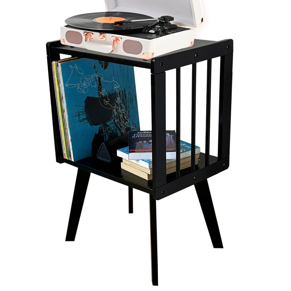 Record Player Stand with Vinyl Storage β Turntable Table with Mid-Century Modern Style