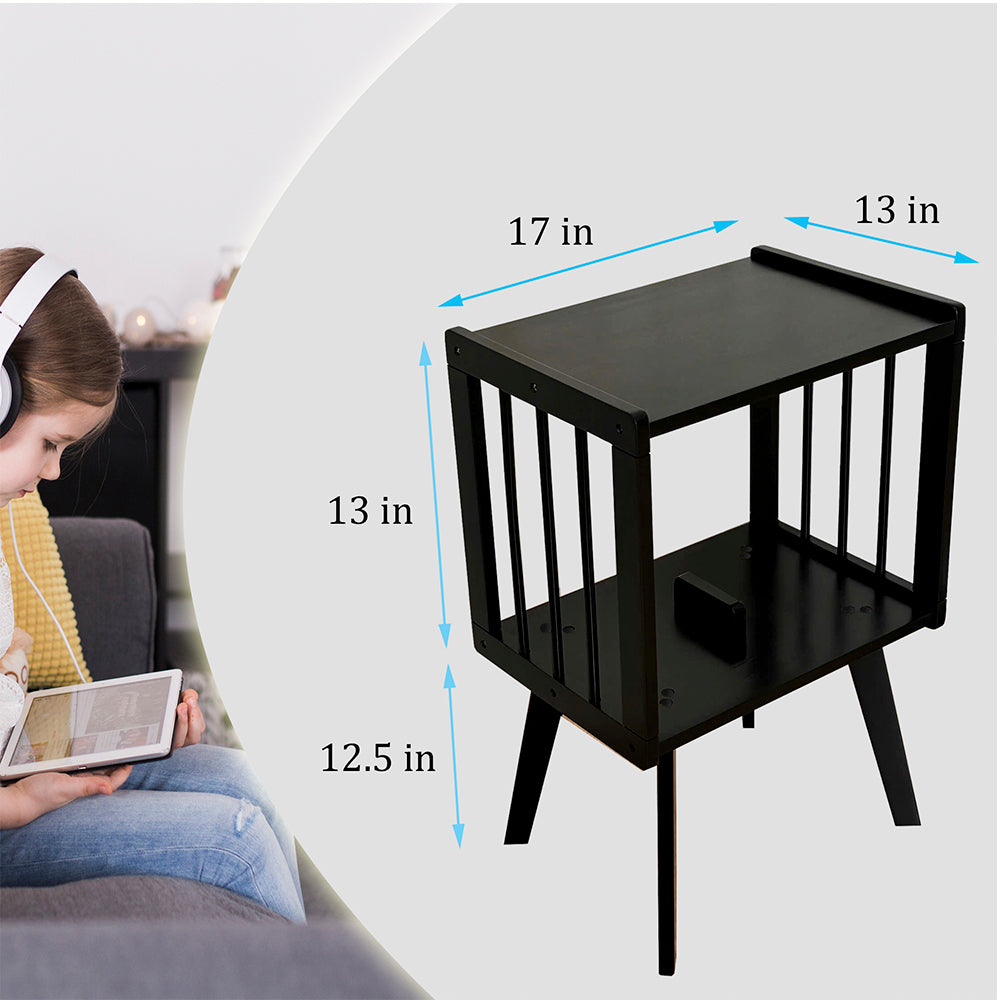Record Player Stand with Vinyl Storage β Turntable Table with Mid-Century Modern Style