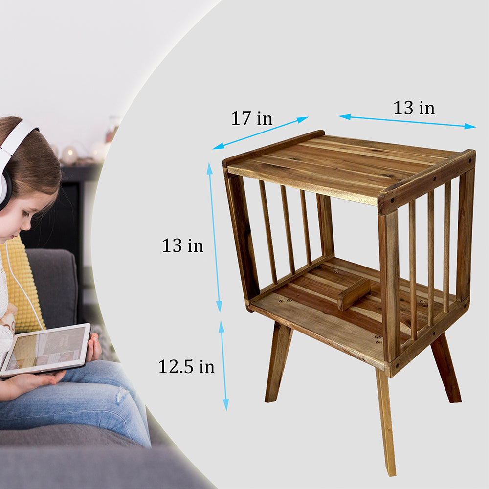 Record Player Stand with Vinyl Storage β Turntable Table with Mid-Century Modern Style