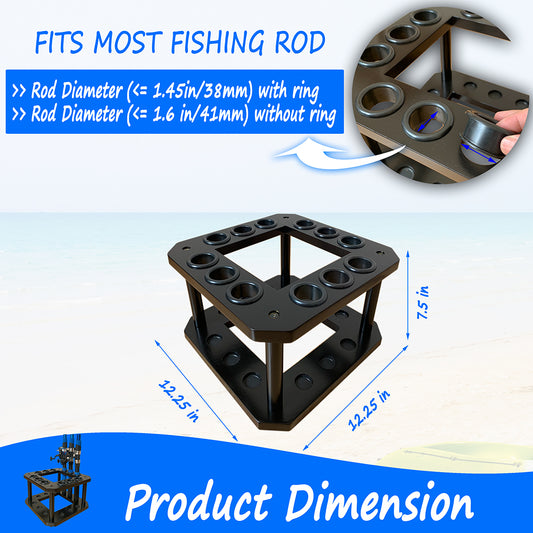 Solid Wood Fishing Rod Holder – Store & Display Up to 12 Rods (Rack Only)