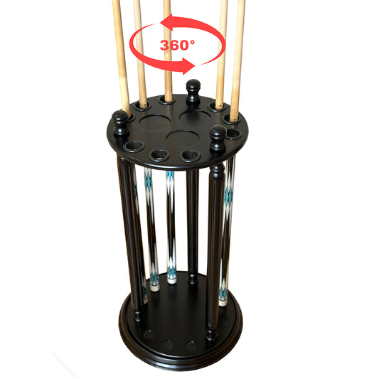 Rotating Billiard Cue Rack – Holds 9 Cues | Solid Wood Stand (Rack Only)