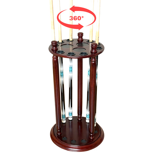 Rotating Billiard Cue Rack – Holds 9 Cues | Solid Wood Stand (Rack Only)